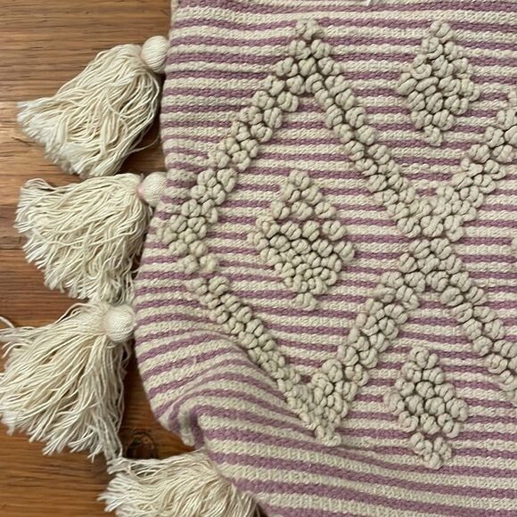 Fantasia Accessories Purple Pink Striped Tassel Shoulder Tote Bag OS - Picture 10 of 12